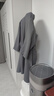 竹一百浴袍 纯棉吸水浴衣简约家居汗蒸服华夫格男女睡袍 灰色 L码 实拍图