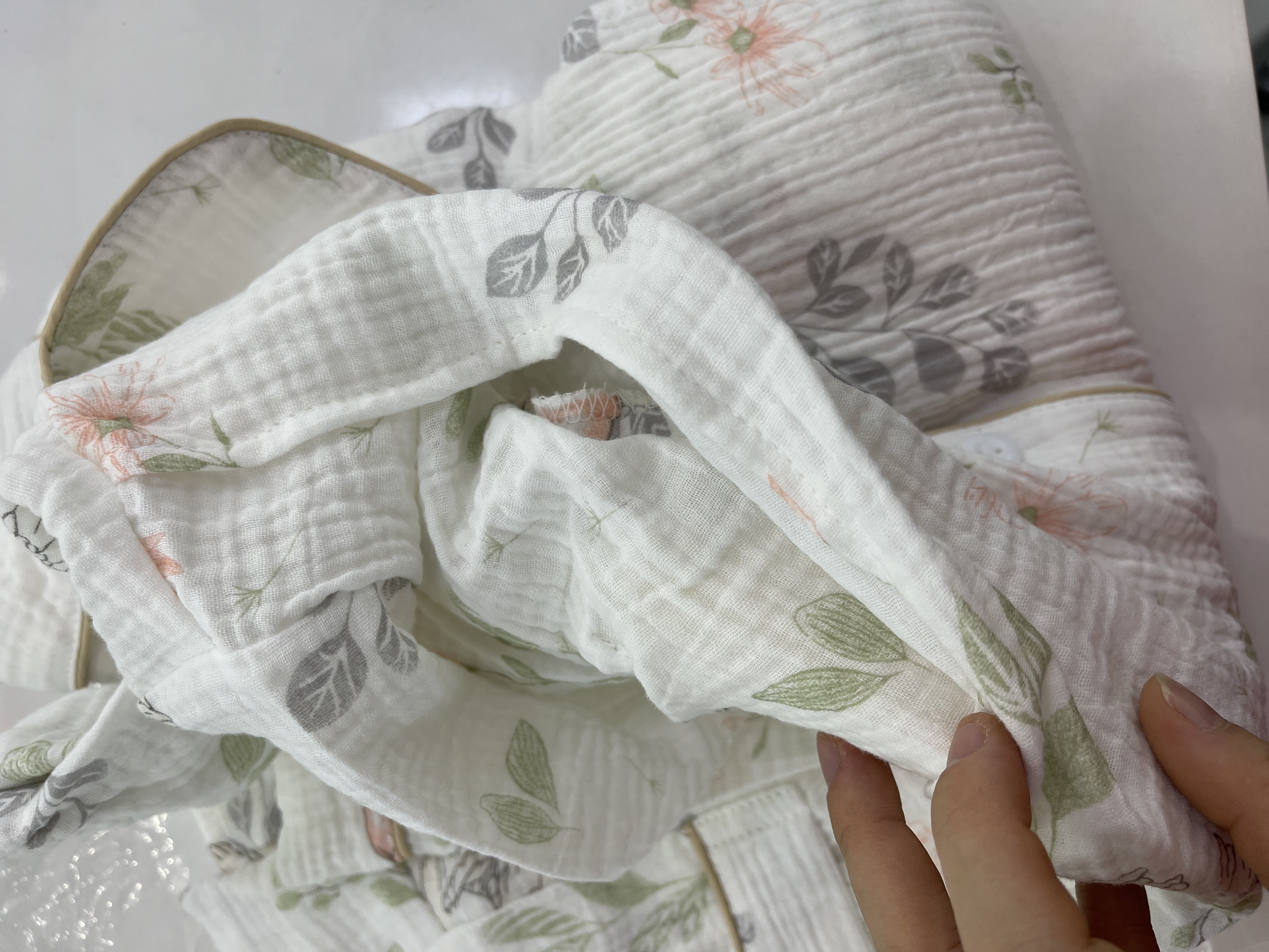 ROVO纯棉孕妇月子服睡衣产后哺乳100%纯棉开衫套装喂奶专用居家服 天使兔【带胸垫】 M（适合于95-120斤） 实拍图