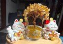 赟娅黄水晶发财树招财猫入户玄关办公室桌面摆件家居装饰乔迁生日礼物 招财进宝招财猫发财树套装【金色】 实拍图