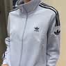 adidas复古风针织休闲运动立领夹克早秋外套卫衣女阿迪达斯三叶草   淡蓝色/黑色（推荐选大一码）   L 实拍图