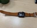 istrap适用苹果手表表带S11/10/9/8/7/6/SE真皮表带ultra3/2原装牛皮apple watch手表带iWatch腕带男女士 浅棕白线丨银色配件 44/45/46MM表盘【适用Wa 实拍图