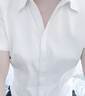 Aiyywa长袖衬衫女春秋季职业装白衬衣商务免烫加绒工作服正装4S银行面试 纯白色（V-领） 37 【98-108斤】 实拍图