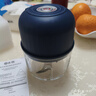 绞肉机小型打蒜器家用绞蒜切蒜器多功能辅食料理机电动蒜泥神器蒜蓉机自动切菜机压蒜器 蓝色升级款 0.26L 加厚玻璃杯 6页刀 实拍图