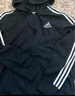 adidas休闲舒适三条纹立领夹克外套男装秋季阿迪达斯官方轻运动   黑色/白（推荐选大一码）   S 实拍图