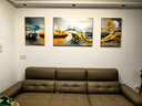 Sixpoetry 客厅装饰画现代简约沙发背景墙壁画轻奢三联晶瓷画大气高档挂画 福禄双收（铝合金外框） 晶瓷画左右50*70+中间100*70亮面 实拍图