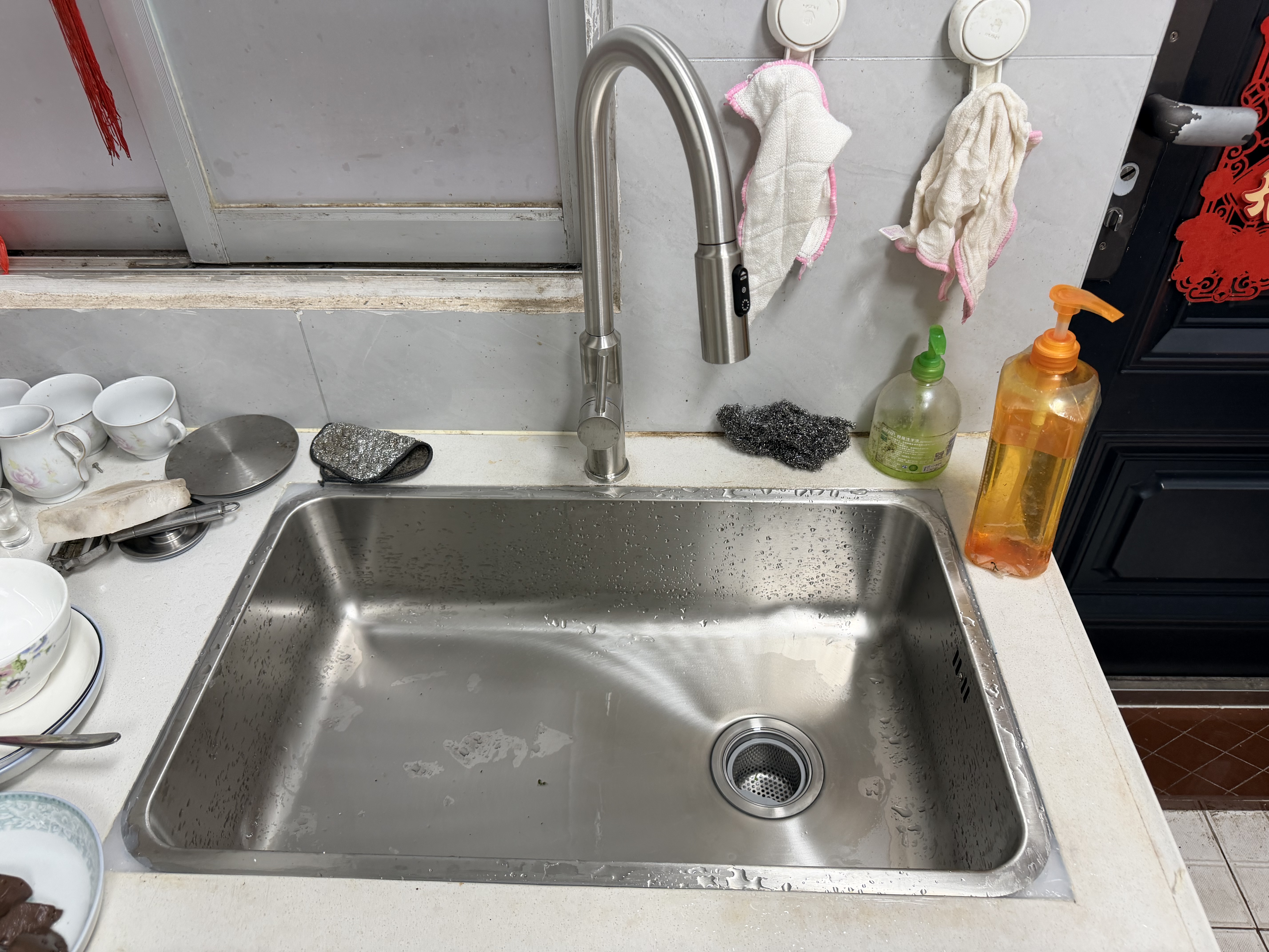 摩恩（MOEN）【0涂层】厨房水槽单槽304不锈钢洗菜盆洗碗池配水龙头台上中下盆 【0涂层】700×430mm+普乐三出水抽拉龙头 实拍图