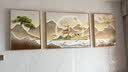 墨派（Mopai） 客厅装饰画现代简约沙发背景墙壁画三联画轻奢挂画免打孔 金鹿招财 中套(左右50x70+中100x70)晶瓷 实拍图
