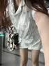 猫人女士睡衣女2026年新款莱赛尔IP联名开衫带胸垫可外穿家居服套装 实拍图