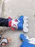 斯威（SWAY）轮滑鞋儿童溜冰鞋男女童初学套装中小学滑轮滑冰旱冰鞋成人直排轮 波蓝八轮全闪+头盔护具+一体支架 M (适合6-12岁)平时鞋码31-36 实拍图