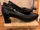 老人头（LAORENTOU）春秋季单鞋女浅口中跟女皮鞋粗跟通勤工作妈妈鞋 LB12272 黑 37  实拍图