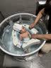 iuu婴儿游泳桶免安装 儿童洗澡桶 可折叠泡澡桶家用新生儿游泳池浴桶 【免安装-透明】巨无霸+礼包 母婴级面料，耐磨稳固防变形 实拍图
