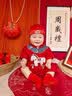 G.duck小黄鸭满月婴儿衣服夏季薄款新生儿连体衣国风周岁礼服男宝宝唐装 酒红色 66cm 66码0-3月（建议宝宝4-6公斤左右)cm 晒单实拍图
