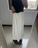 拉夏贝尔假两件开叉裙裤女夏季2026薄款高腰垂感宽松冰丝阔腿裤子 杏色 S 实拍图