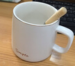 传旗陶瓷马克杯带勺盖咖啡杯牛奶杯早餐杯办公杯男女茶杯描金白400ml 实拍图
