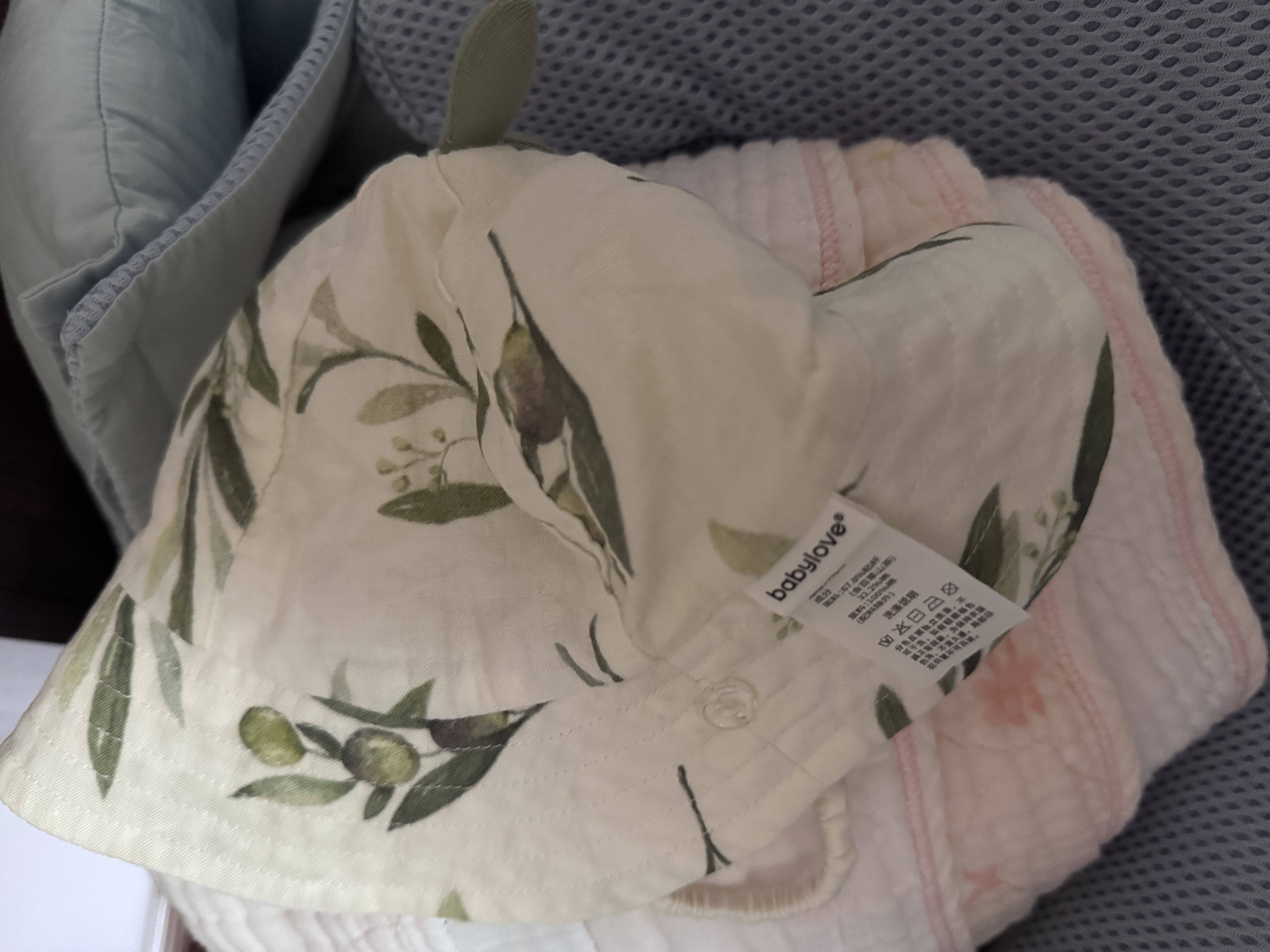 babylove【啵啵水果茶】帽子婴儿夏季透气竹棉山茶纱布渔夫帽户外遮阳帽 实拍图