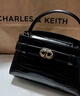 CHARLES&KEITH鳄鱼纹凯莉包手提斜挎婚包包女包生日母亲节礼物CK2-50270880-1 Black黑色 S 实拍图