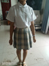 萝美酱jk制服夏季全套女生短裙学院风春秋JK裙百褶裙裙子半身裙套装显瘦 柠檬格裙+短袖衬衫+领结 M 【建议95-105斤】 实拍图