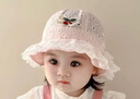 宝宝婴儿帽子遮阳帽夏季薄款蕾丝渔夫帽公主防晒太阳帽盆帽月龄 粉色-小樱桃 参考3个月-15个月 实拍图