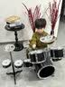 飒望【德国】架子鼓家用练习初学者入门3-10岁男女孩儿童玩具生日礼物 【黑色大号】5鼓带地通鼓耐用鼓膜+凳子 儿童玩具乐器架子鼓六一儿童节生日礼物 实拍图