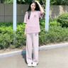 真维斯（Jeanswest）休闲时尚套装女款夏季薄款穿搭2026新款纯棉短袖冰丝阔腿裤两件套 上衣 香芋紫 毛绒小紫花_K+裤子 紫色 毛绒小紫花_K L 实拍图