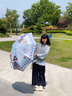 美度全自动三折雨伞学生儿童晴雨伞环扣柄可挂书包圆角防戳M3075蓝色 实拍图