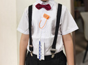 GOKU男童礼服套装幼儿园演出服背带裤夏季小主持人儿童西装毕业服花童 黑色裤子+衬衫+背带+领结 130 建议体重40-47斤 实拍图