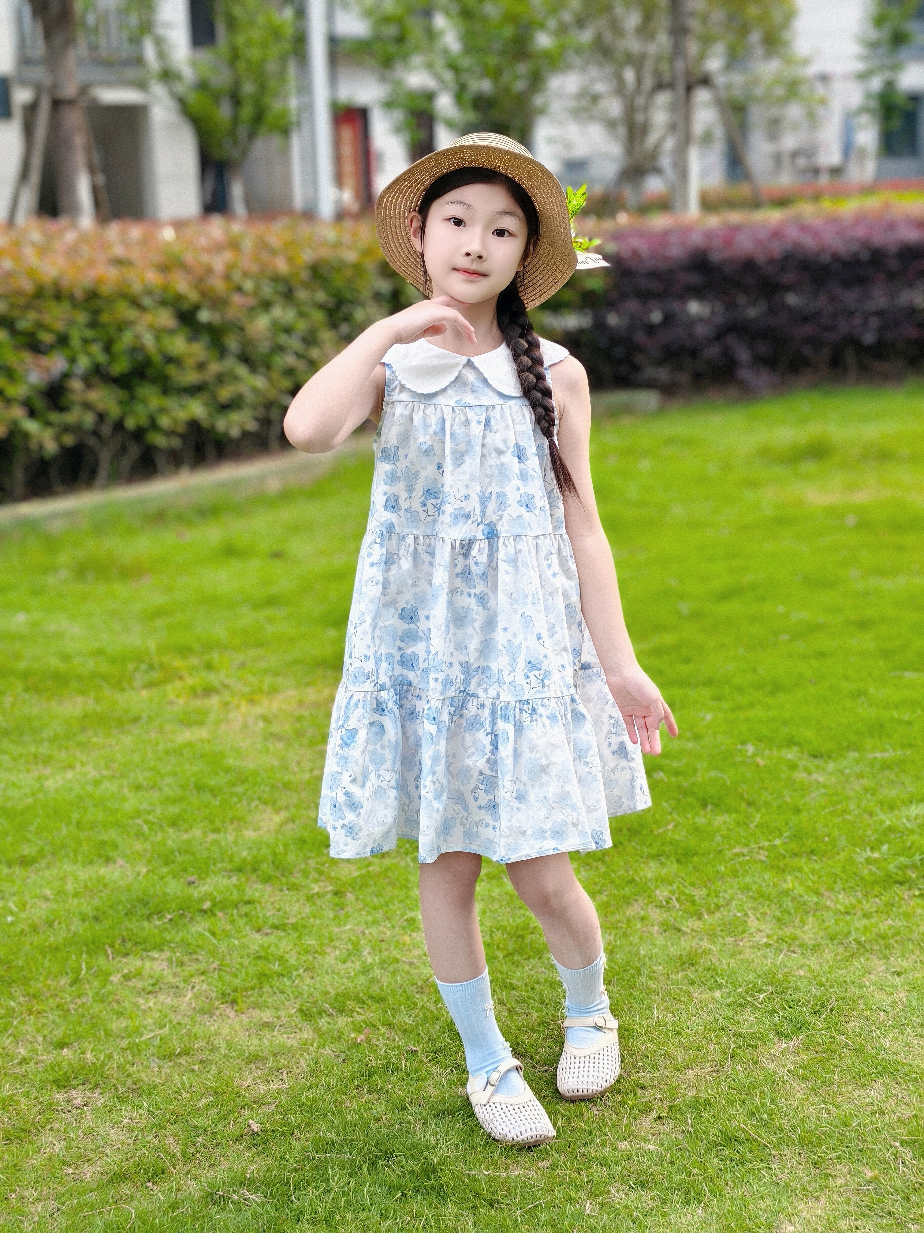 皇室童缘女童娃娃领连衣裙26夏款碎花蛋糕裙童装裙子中大童 实拍图