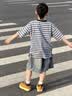 海妈家男童短袖t恤儿童薄款打底衫2026新款韩版夏装男孩夏季条纹上衣 实拍图