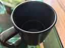 炊大皇马克杯陶瓷杯茶杯经典黑白泡茶杯咖啡杯早餐杯果汁水杯 黑色420ml 实拍图
