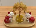 赟娅黄水晶发财树招财猫入户玄关办公室桌面摆件家居装饰乔迁生日礼物 招财进宝招财猫发财树套装【金色】 实拍图