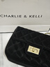 CHARLIE&KELLI品牌 CK轻奢包包女包单肩包女士斜挎包菱格小方包七夕情人节礼物 黑色【礼袋发货 代写贺卡】 实拍图