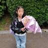 美度全自动三折雨伞学生儿童晴雨伞环扣柄可挂书包圆角防戳M3075粉色 实拍图