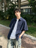 名创优品（MINISO）衬衫男短袖夏季新款冰丝防晒上衣服青少年垂感百搭设计感纽扣衬衣 【三防肌理感】艾草绿 涤纶100% L /175(体重120-140斤) 实拍图