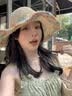 沐驰斯顿法式防晒帽女士大帽檐遮阳草帽可折叠海边度假风沙滩拍照太阳帽子 米色彩虹帽 实拍图