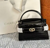 CHARLES&KEITH鳄鱼纹凯莉包手提斜挎婚包包女包生日母亲节礼物CK2-50270880-1 Black黑色 S 实拍图
