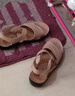 意尔康凉鞋女真皮软底魔术贴舒适坡跟中老年妈妈凉鞋 18061W 杏色 37 实拍图