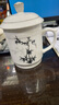家用办公陶瓷杯大茶缸新中式桌面马克杯会议室酒店带盖喝水杯茶杯 描金线—办公杯（竹）（双线） 400ml 实拍图