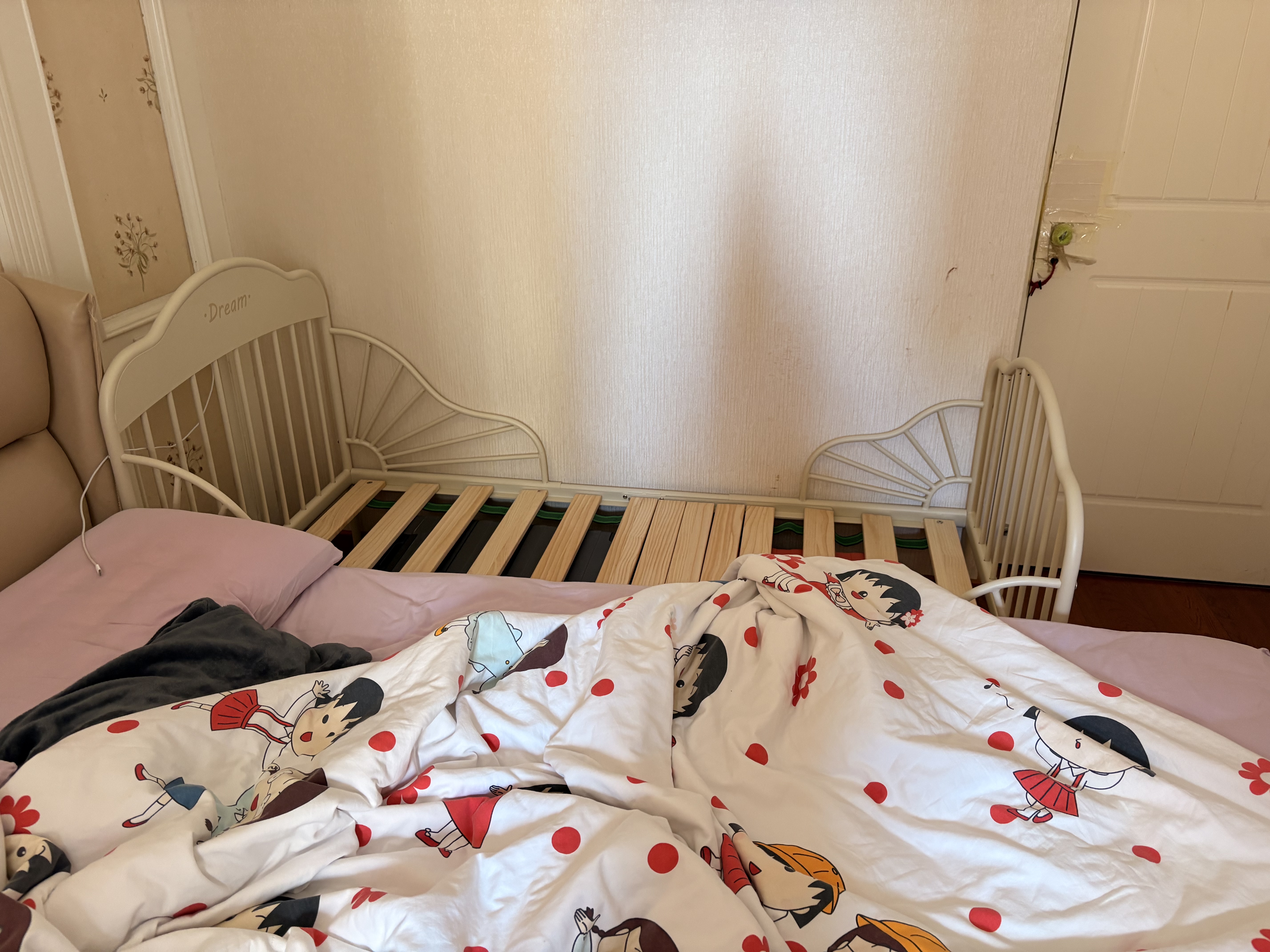林氏家居0.8米儿童床加长床铁艺床伸缩床婴儿卧室单人床含床板新款LH297A1 实拍图