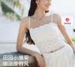 ubras刘雯同款小雏菊吊带背心女夏季薄款带胸垫蕾丝内衣女新款上衣 本白色【一字领】 S （A-C杯） 实拍图