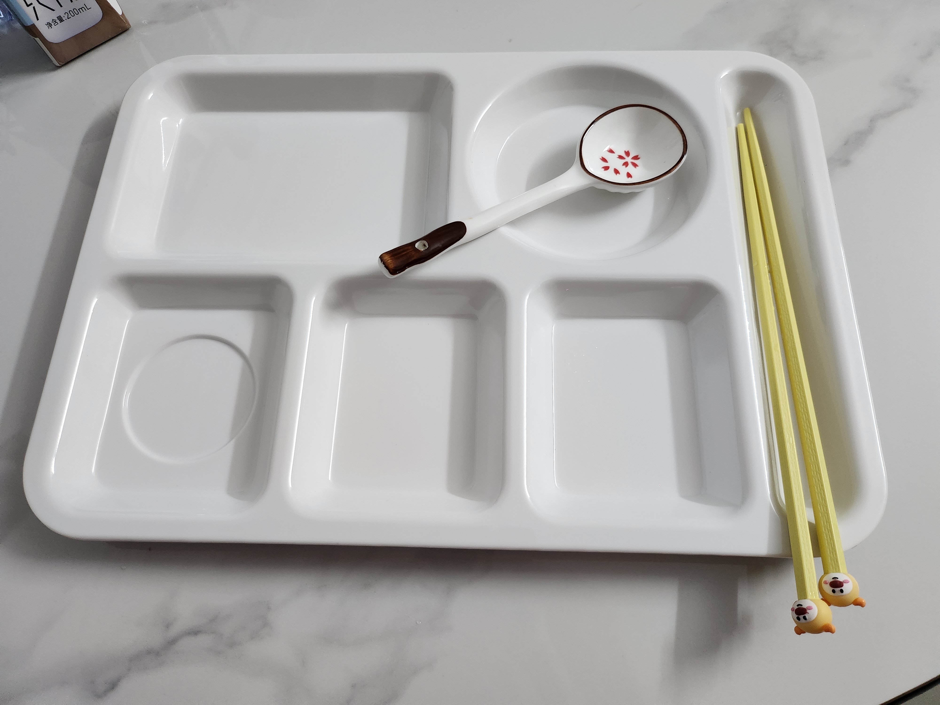 今万福 商用特厚密胺餐盘六格仿瓷 分格饭盘快餐盒打菜盘 白色 实拍图