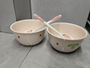 草莓陶瓷碗勺家用高颜值米饭碗少女心甜品碗釉下彩餐具套装 【4件套】浅粉草莓2碗2勺 实拍图