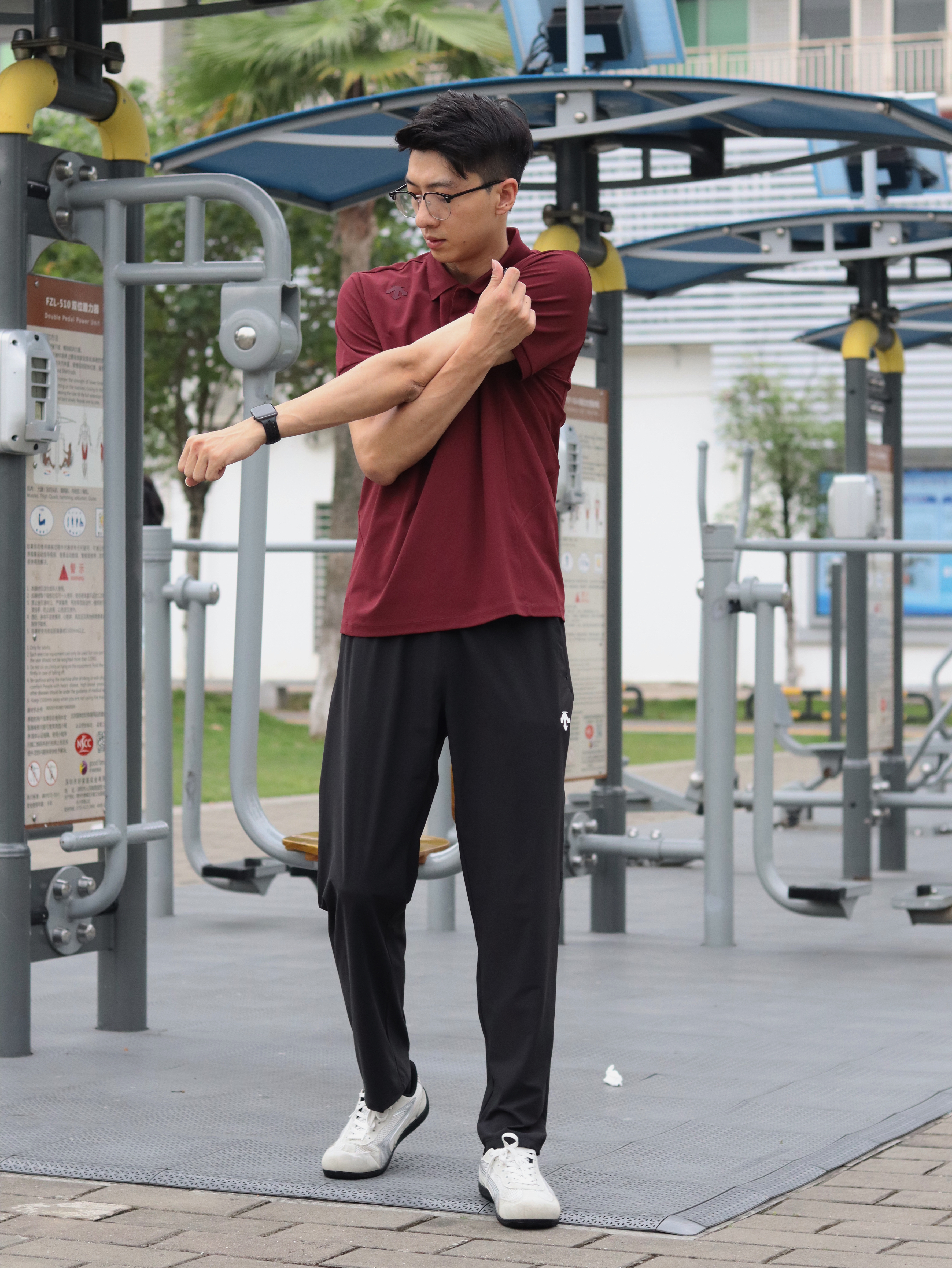 迪桑特（DESCENTE）TRAINING男士TOYOBO吸湿速干防晒UPF50+短袖POLO衫夏季新款 DR-深红色 XL (180/100A) 实拍图