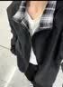 卡图弛cleanfit格子拼接复古外套男春秋季翻领痞帅夹克衫高级感上衣服 黑色 L 实拍图