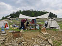 清系便携式露营桌子野餐桌椅套装野营用品装备户外折叠桌蛋卷桌 桃木色特大号120款 实拍图