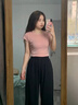 回力（Warrior）粉色休闲套装女新款夏季正肩短袖小个子显瘦时尚穿搭一整套   L 实拍图