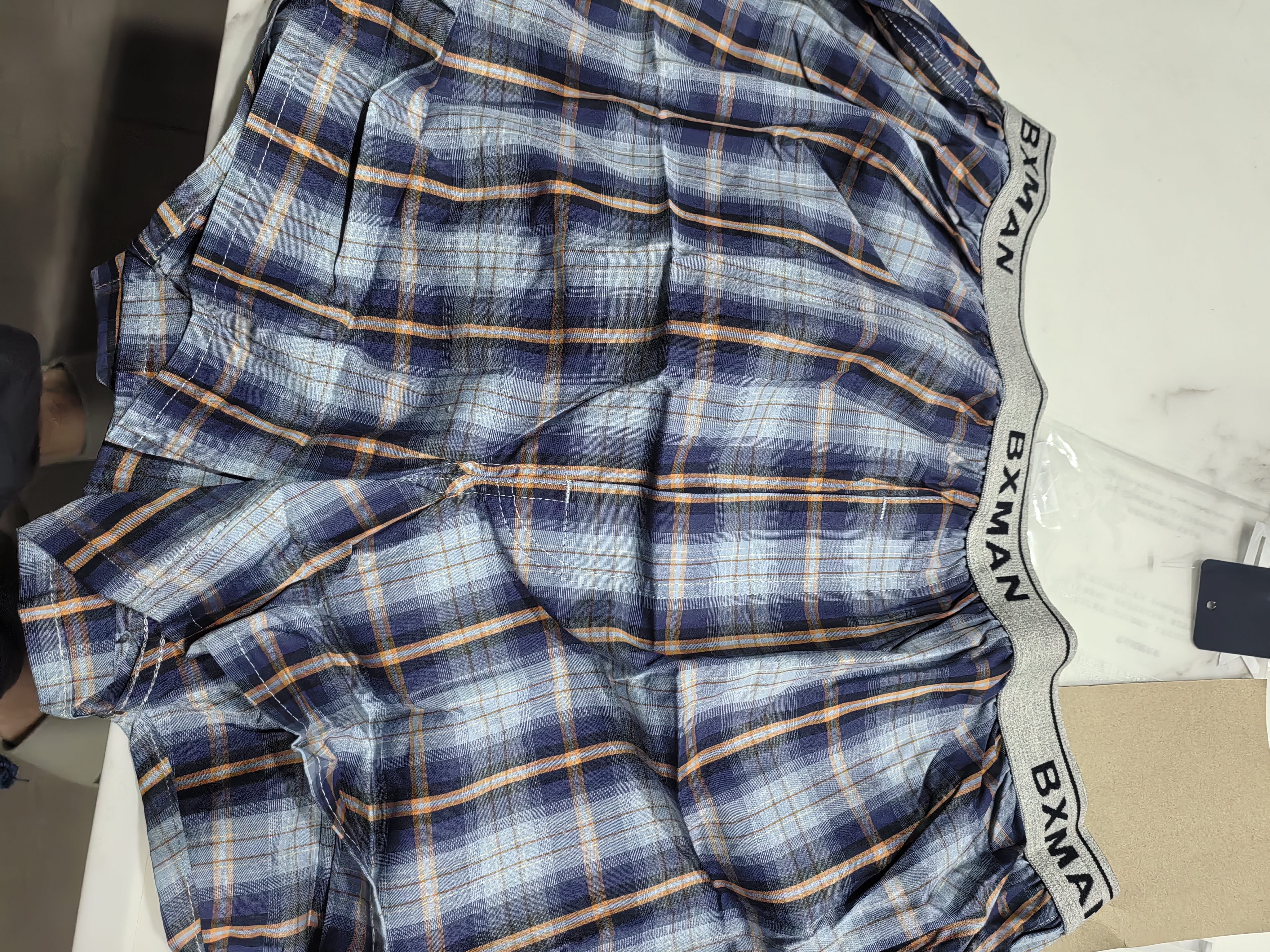 BXMAN宽松男士内裤男平角裤纯棉梭织阿罗裤短睡裤加大 EW212223 XXL 实拍图