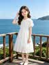 G.duck童装女童连衣裙夏季儿童裙子夏装2026新款纯色公主裙大童显瘦长裙 白色泡泡袖 160 尺码13~14岁【150-160cm】 实拍图