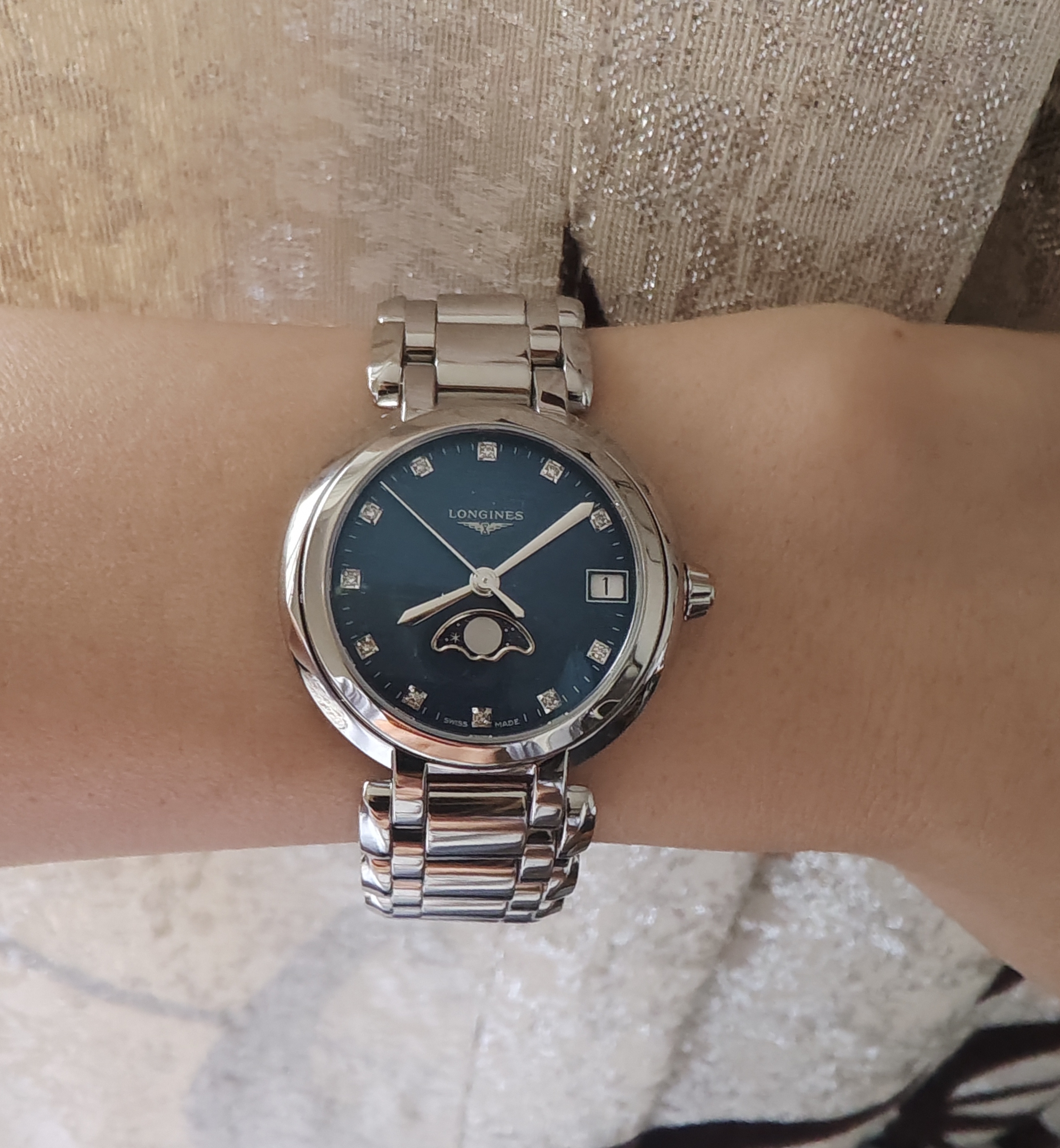 浪琴（LONGINES）瑞士手表 心月系列 月相女士钢带石英表L81154986 实拍图