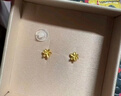 六福珠宝母亲节礼物 足金栀子花黄金耳钉 计价 G01G0027DS 约1.03克 实拍图