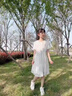 G.duck童装女童连衣裙夏季儿童裙子夏装2026新款纯色公主裙大童显瘦长裙 白色泡泡袖 160 尺码13~14岁【150-160cm】 实拍图